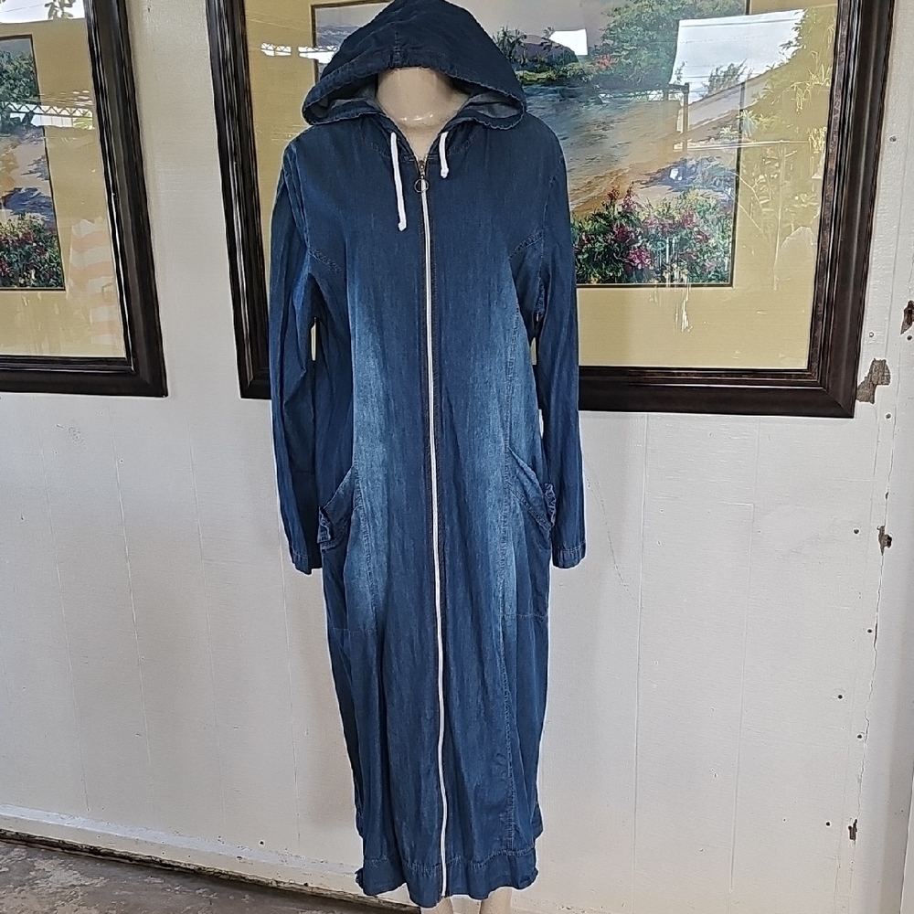 ASME Collectuin Soft Blue Hooded Denim Long Dress Size 46
